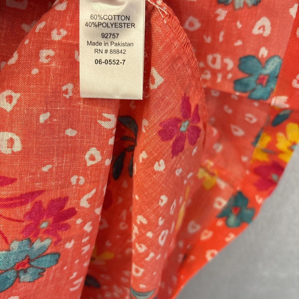 Only Necessities House Dress Womens 6X Orange Floral Sleeveless Pockets Muu Muu - Picture 11 of 11